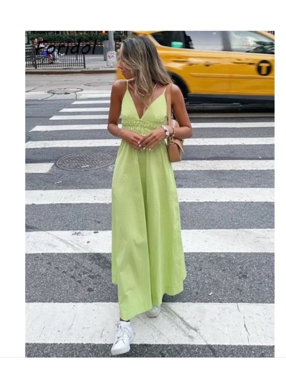 Zara Green Poplin Sleeveless Midi Dress New Size XS